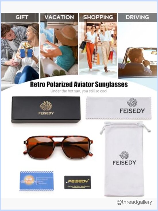Retro Polarized Aviator Sunglasses UV400 Square Sunnies